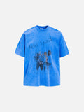 DAXUEN olive green oversized distressed five-figure graphic t-shirt