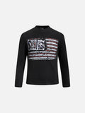 DAXUEN black knit top with distressed flag graphic