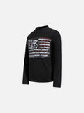 DAXUEN black knit top with distressed flag graphic