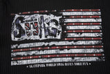 DAXUEN black knit top with distressed flag graphic