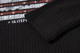 DAXUEN black knit top with distressed flag graphic