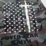 DAXUEN olive green camouflage long-sleeve top with distressed flag graphic