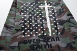 DAXUEN olive green camouflage long-sleeve top with distressed flag graphic