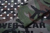 DAXUEN olive green camouflage long-sleeve top with distressed flag graphic