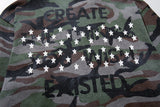 DAXUEN olive green camouflage long-sleeve top with distressed flag graphic