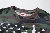 DAXUEN olive green camouflage long-sleeve top with distressed flag graphic