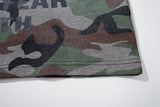 DAXUEN olive green camouflage long-sleeve top with distressed flag graphic