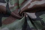 DAXUEN olive green camouflage long-sleeve top with distressed flag graphic