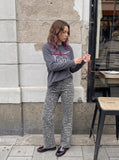 DAXUEN washed grey distressed flag graphic long-sleeve tee — model photo