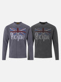 DAXUEN washed grey distressed flag graphic long-sleeve tee