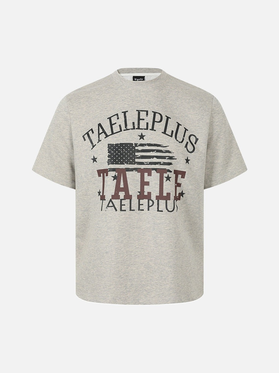 DAXUEN Light grey heathered crew neck T-shirt with graphic