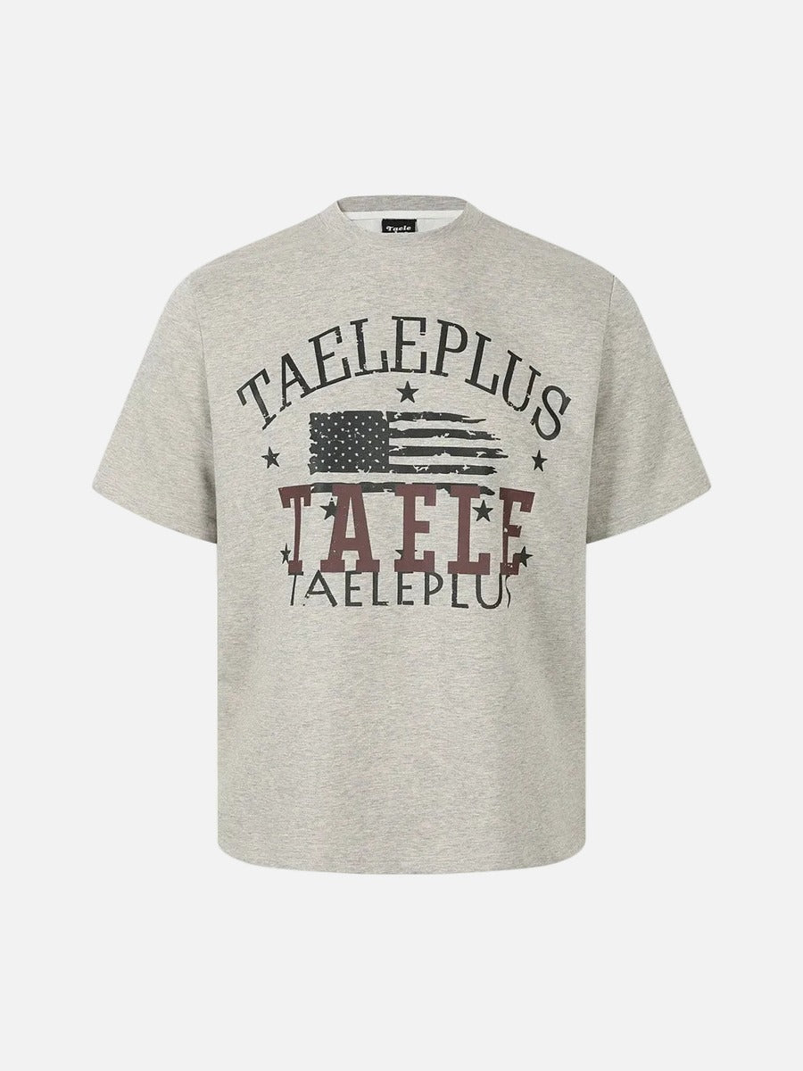 DAXUEN Light grey heathered crew neck T-shirt with graphic