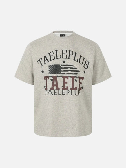 DAXUEN Light grey heathered crew neck T-shirt with graphic