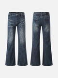 DAXUEN Distressed dark blue flared denim jeans
