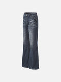 DAXUEN Distressed dark blue flared denim jeans