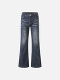 DAXUEN Distressed dark blue flared denim jeans