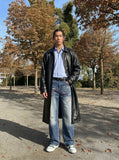 DAXUEN Men's wide-leg denim jeans with floral embroidery — model photo