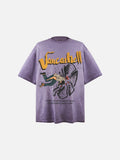 DAXUEN washed purple oversized graphic tee