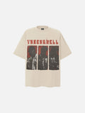 DAXUEN black oversized distressed gothic portrait graphic tee