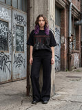 DAXUEN black oversized distressed gothic portrait graphic tee — model photo