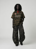 DAXUEN black oversized distressed gothic graphic tee — model photo