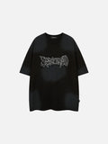 DAXUEN light grey distressed gradient gothic wordmark t-shirt