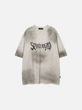DAXUEN light grey distressed gradient gothic wordmark t-shirt