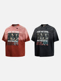 DAXUEN faded reddish-brown oversized musician graphic tee
