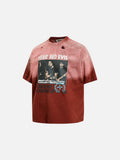 DAXUEN faded reddish-brown oversized musician graphic tee