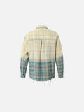 DAXUEN beige and blue gradient plaid button-up shirt