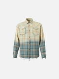 DAXUEN beige and blue gradient plaid button-up shirt
