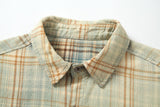 DAXUEN beige and blue gradient plaid button-up shirt