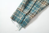 DAXUEN beige and blue gradient plaid button-up shirt