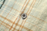 DAXUEN beige and blue gradient plaid button-up shirt