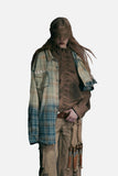DAXUEN beige and blue gradient plaid button-up shirt