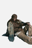 DAXUEN beige and blue gradient plaid button-up shirt