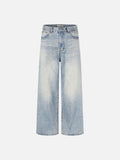 DAXUEN light blue distressed gradient wide-leg denim jeans