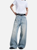 DAXUEN light blue distressed gradient wide-leg denim jeans