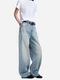 DAXUEN light blue distressed gradient wide-leg denim jeans