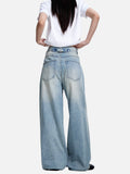 DAXUEN light blue distressed gradient wide-leg denim jeans