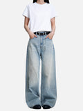 DAXUEN light blue distressed gradient wide-leg denim jeans