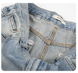 DAXUEN light blue distressed gradient wide-leg denim jeans