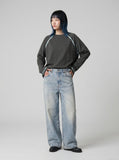 DAXUEN light blue distressed gradient wide-leg denim jeans — model photo
