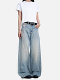 DAXUEN light blue distressed gradient wide-leg denim jeans