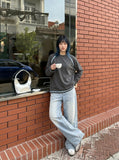 DAXUEN light blue distressed gradient wide-leg denim jeans — model photo