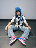 DAXUEN light blue distressed gradient wide-leg denim jeans — model photo