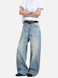 DAXUEN light blue distressed gradient wide-leg denim jeans