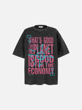 DAXUEN dark grey oversized distressed graffiti graphic t-shirt