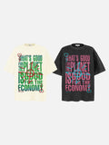 DAXUEN dark grey oversized distressed graffiti graphic t-shirt