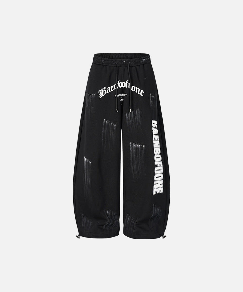 DAXUEN Distressed graffiti wide-leg sweatpants